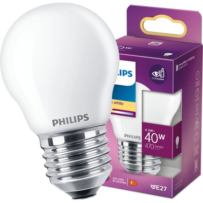 Philips LED žiarovka 1x4,3W E27 470lm 2700K teplá biela, matná biela, EyeComfort