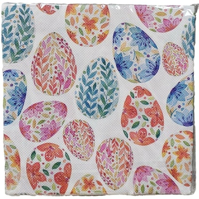 Clayre & Eef Farebné papierové obrúsky so zdobenými vajíčkami - 33x33 cm 20ks