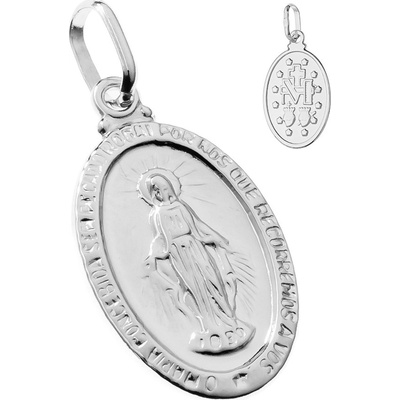 Argento Přívěsek z bílého zlata Zázračná medailka 8A110