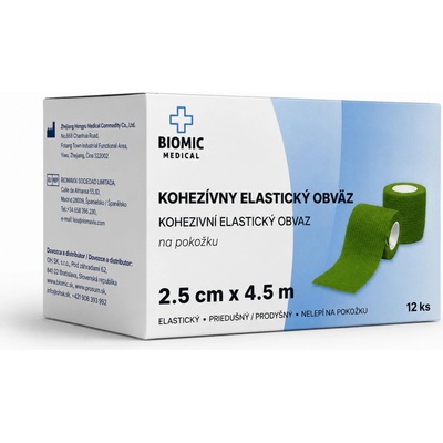 BIOMIC MEDICAL Kohezívny elastický obväz 2,5 cm x 4,5 m, 12 ks