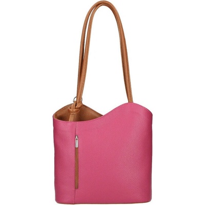 Mondo Italia kožená kabelka na rameno/batoh 1260 fuchsia+koňak Fuchsia