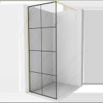 Mexen Kioto душ стена Walk-in 80 x 200 cm, черна решетка 8 mm, златна четкована - 800-080-101-55-77 (800-080-101-55-77)