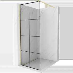 Mexen Kioto душ стена Walk-in 80 x 200 cm, черна решетка 8 mm, златна четкована - 800-080-101-55-77 (800-080-101-55-77)