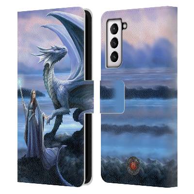 Pouzdro HEAD CASE na mobil Samsung Galaxy S21 / S21 5G fantasy - žena s drakem horizont (Flipové pouzdro, obal pro mobil Samsung Galaxy S21 / S21 5G Anne Stokes Fantasy kresba žena drak na horizontu)