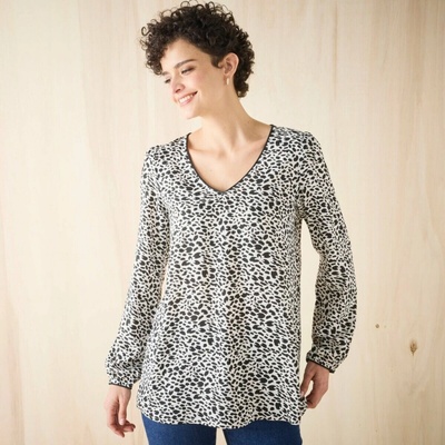 Blancheporte Rozšírená tunika s drobnou potlačou ražná čierna