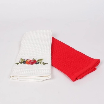 Image 1 of Комплект кухненски кърпи в бяло и червено