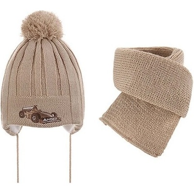 Harasim dětská čepice a šála béžová