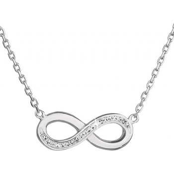 Evolution Group Strieborný náhrdelník s krištáľmi Swarovski biele infinity osmička-nekonečno 32023.1