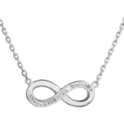 Evolution Group Strieborný náhrdelník s krištáľmi Swarovski biele infinity osmička-nekonečno 32023.1