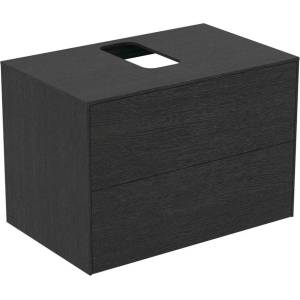 Ideal Standard Atelier Conca стенен долен шкаф, тъмно дъбово покритие, 2 чекмеджета и плот с централен изрез 80 см (T3941Y4)