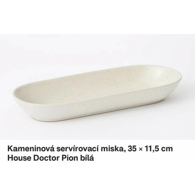 House Doctor bílá kameninová servírovací miska Pion 35 x 11,5 cm