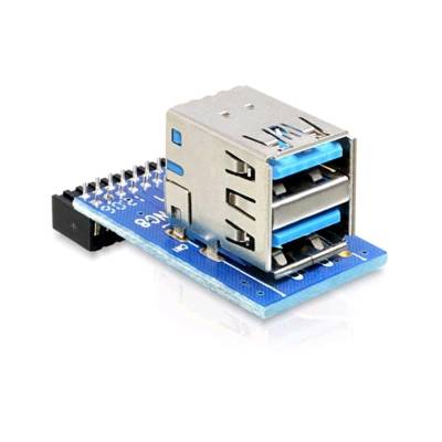 Delock 41865 USB 3.0 щифтов конектор женски -> 2 x USB 3.0 женски - нагоре (41865) (41865) (41865)