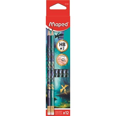 Maped Графитен молив с гума, hb, триъгълен, maped "Дракон дракон" 851828 (851828)
