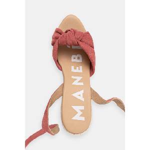 Manebi сандали със скосена пларформа от велур Wedge Espadrilles With Knot (W.1.5.WS)