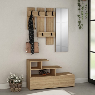 TopMebel Vesty меламинов входен мебел в естествен бук цвят 100x36x61см