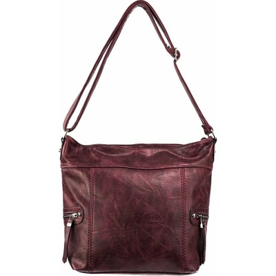 TESSA dámska crossbody koženková kabelka tmavofialová