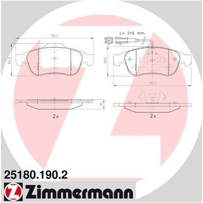 Sada brzdových platničiek kotúčovej brzdy ZIMMERMANN 25180.190.2