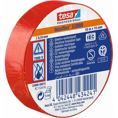 Tesa Páska 53988 elektroizolačná 15 mm x 10 m červená