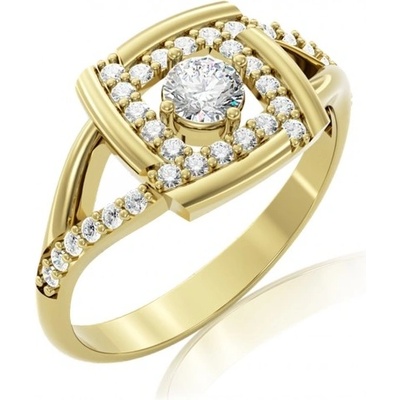 Couple Stylový prsten Kostka Eleganza žluté zlato se zirkony 6610317 0 1