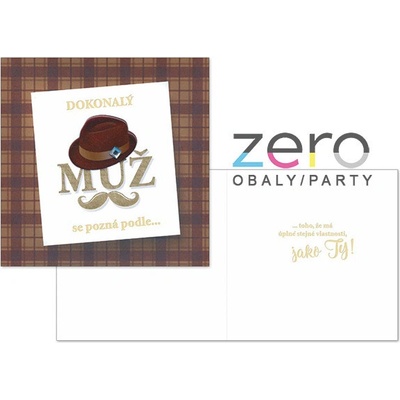 Přání s textem narozeninové + obálka - dokonalý muž