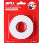 APLI Ролка за лепене, 3D, двустранна, гъба, APLI, 19 мм x 2, 28 м, бяла 13986 (13986)