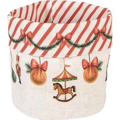 Vánoční bavlněný košík na pečivo Christmas Carousel Dream - Ø 15*16 cm - Clayre & Eef