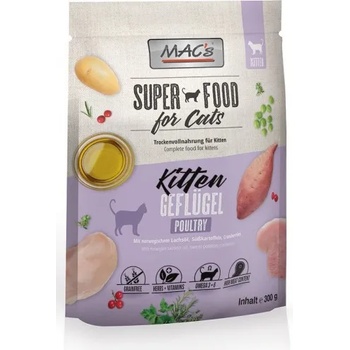 MAC's Mac’s Cat Kitten GRAIN FREE, висококачествена храна за подрастващи котенца, БЕЗ ЗЪРНО, с пиле, скариди и норвежка сьомга, 0, 300 кг - Германия - 80514