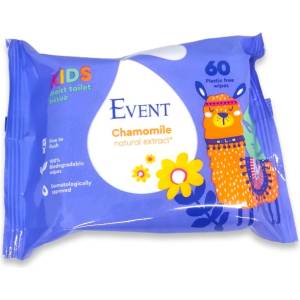  Event мокра тоалетна хартия за деца, Лайка, 60 броя