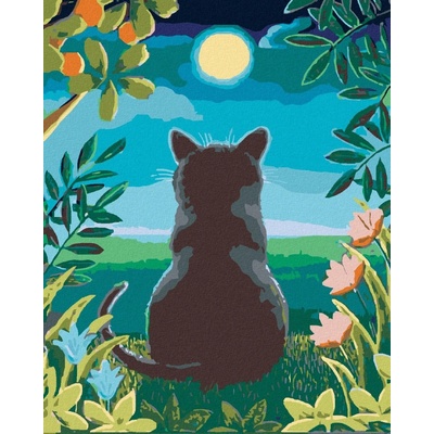 zuty Malování podle čísel Kočka a měsíc 80 x 100 cm vypnuté plátno na rám 8596530012757