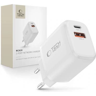 Tech-Protect nca20 2-port network charger pd 20w / qc3.0 white (5906302319077)