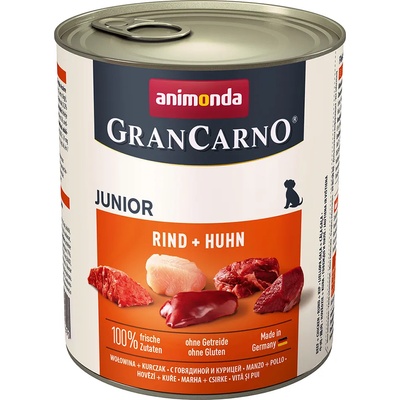 Animonda 24x800г Junior Animonda GranCarno Original, консервирана храна за кучета - говеждо и пилешко