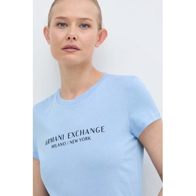 Armani Exchange Bavlnené tričko 8NYT91 YJG3Z NOS 8NYT91.YJG3Z.NOS tyrkysová