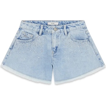 Guess Светли деним къси панталони за момиче с камъчета Guess