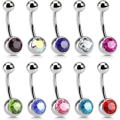 Šperky Eshop piercing do pupíku z oceli veliký třpytivý zirkon F14.10 červená R