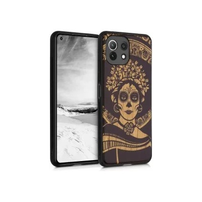 kwmobile Дървен калъф с дизайн черешово дърво за Xiaomi 11 Lite (5G) NE / Mi 11 Lite (5G) - светлокафяв