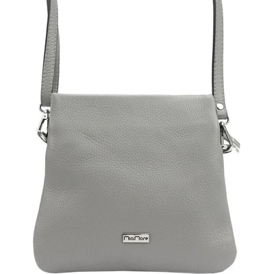 MiaMore kožená crossbody dámska kabelka s tromi oddielmi stredne šedá