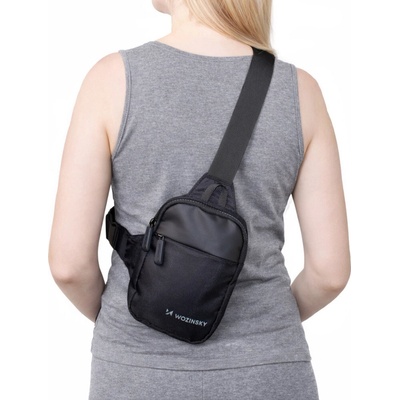 Mini taška přes rameno Wozinsky WMS-W1, voděodolná, dvoukomorová na telefon, unisex – černá – Zbozi.Blesk.cz