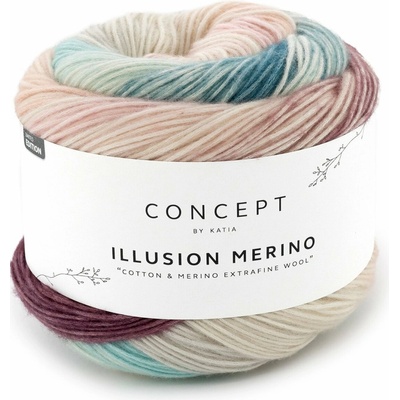 ILLUSION MERINO Katia Farby ILLUSION MERINO: 303 ružová-tyrkysová