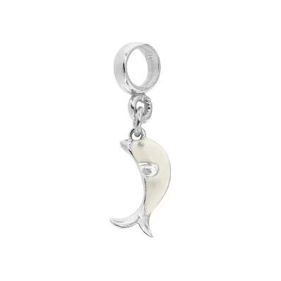 Infinitysilver Strieborný navliekací prívesok biely delfín 6001248