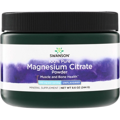 Swanson Magnesium Citrate 100% Pure Powder Hořčík v prášku 244 g
