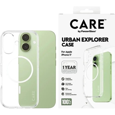 Panzer ГРИЖА от PanzerGlass Флагман Urban Explorer Case w. Бял MagSafe за iPhone 17 - Прозрачен (5715685026836)