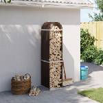 vidaXL Поставка за дърва, кафяв, 40x45x170 см, поцинкована стомана (364568)