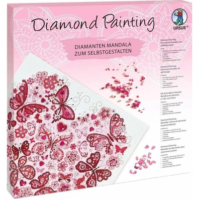 URSUS Diamond Art Painting umělecká sada - Motýlci a srdíčka