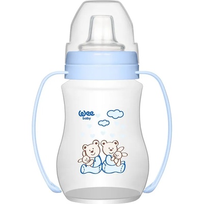 Wee Baby Неразливаща чаша с дръжки Wee Baby - 250 ml, синя с мечета (754)
