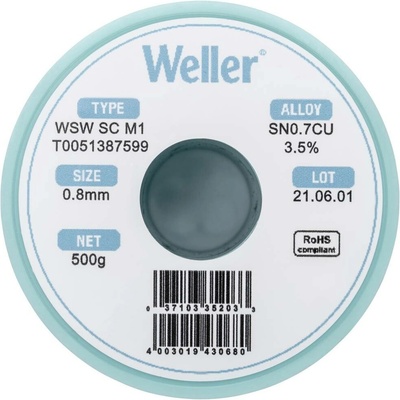 Weller WSW SC M1 bezolovnatý pájecí cín cívka Sn0,7Cu 500 g 0.8 mm