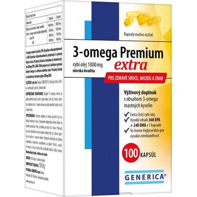 Generica Omega 3 Premium Extra 100 kapslí