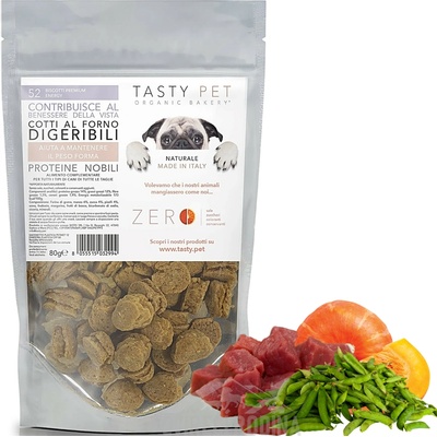 TASTY PET adult puppy Monoprotein SUŠENKY s hovězím a hráškem ENERGY 80 g