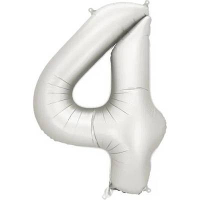 Party Deco Матиран Фолиев Балон Цифри Сребро 86 см - 4 (fb1s-4-018)