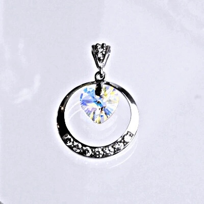 Čištín Stříbrný přívěšek s AB krystalem Swarovski, srdce P 1405