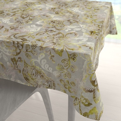 Biante Zamatový štvorcový obrus Tamara TMR-055 Abstraktné zelené kvety na zelenosivom 140x140 cm